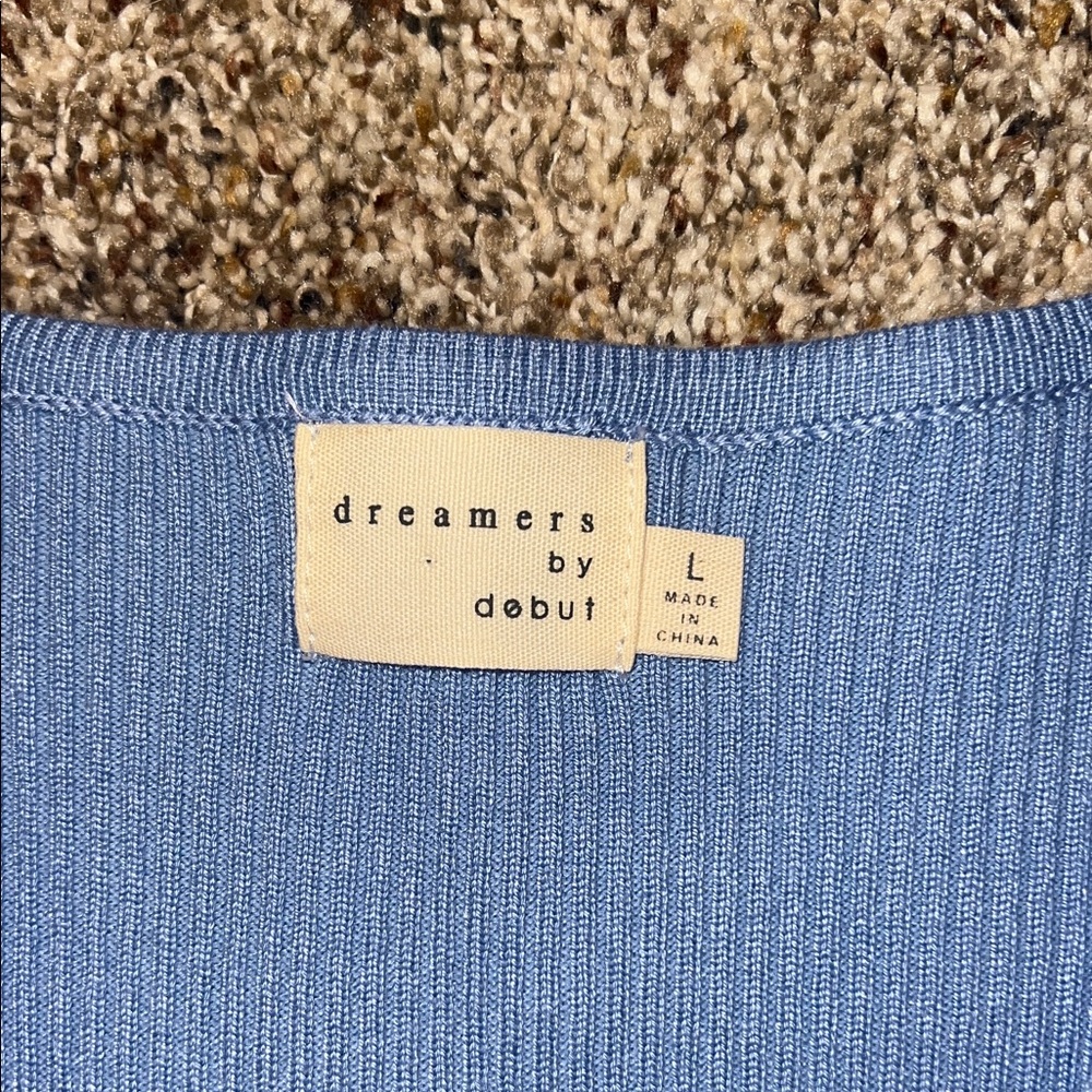 Women’s Dreamers by Debut Blue Long Sleeve Ruched Tie Top - Picture 2 of 4